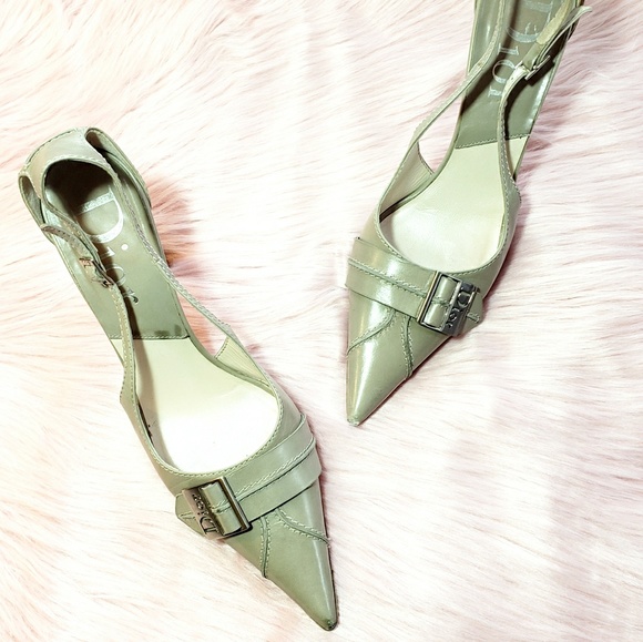🦃Dior Monogram Leather Pointed Toe Heels - Picture 2 of 8